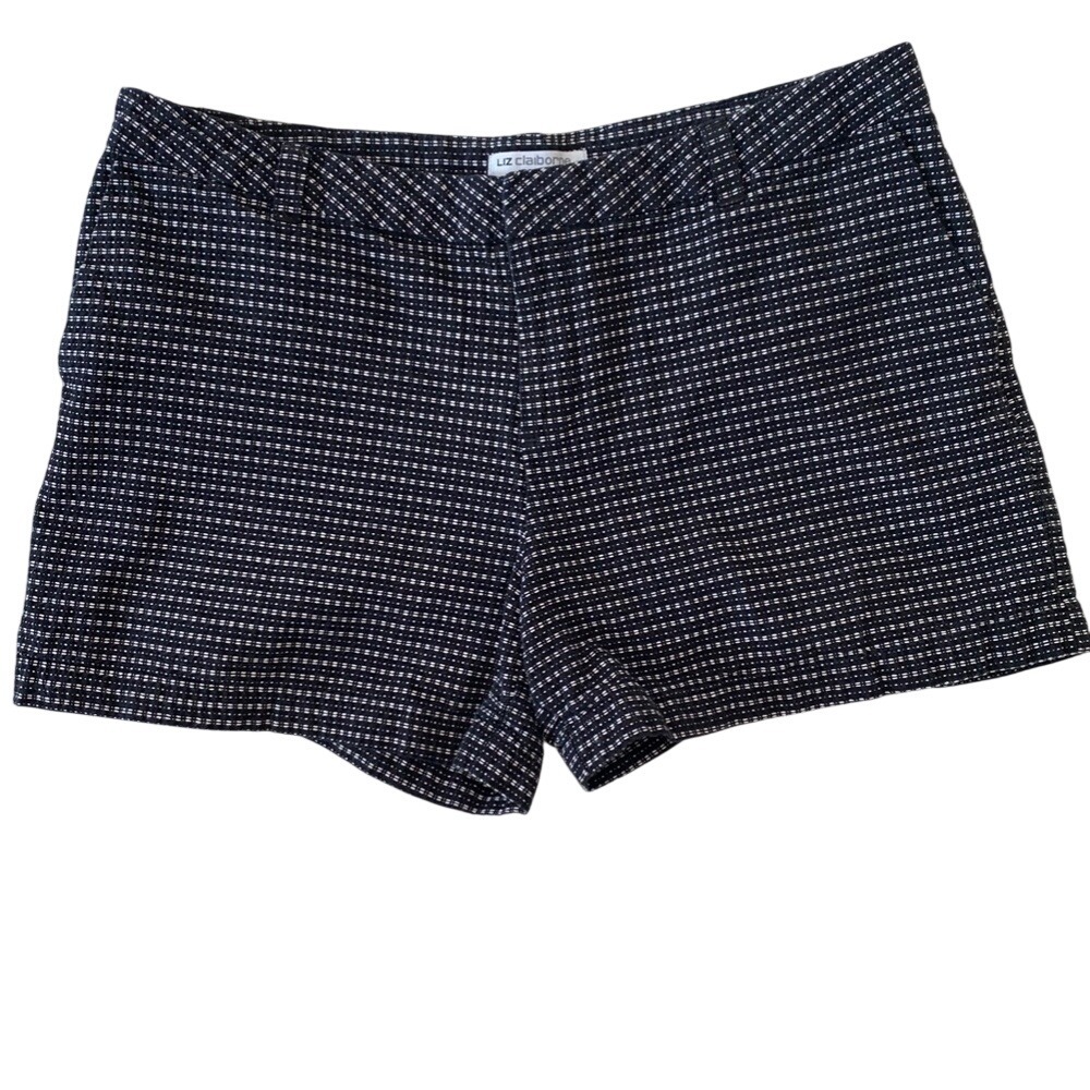 Liz Claiborne Womens‎ 100% Gingham Chino Shorts 14 Petite Black
